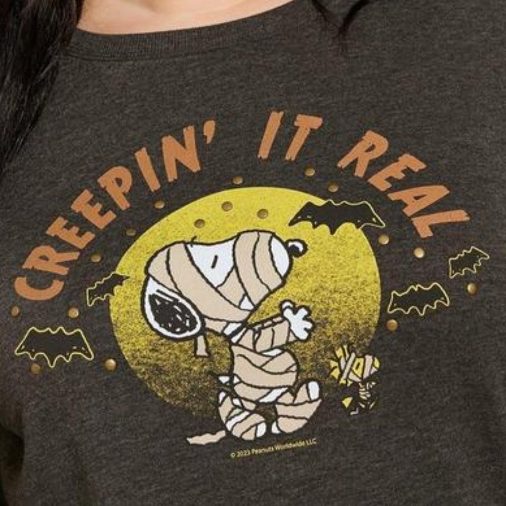 ♥️NWT TORRID SWEATSHIRT - PEANUTS SNOOPY WOODSTOCK MUMMY - HALLOWEEN PLUS SIZE - Picture 3 of 15